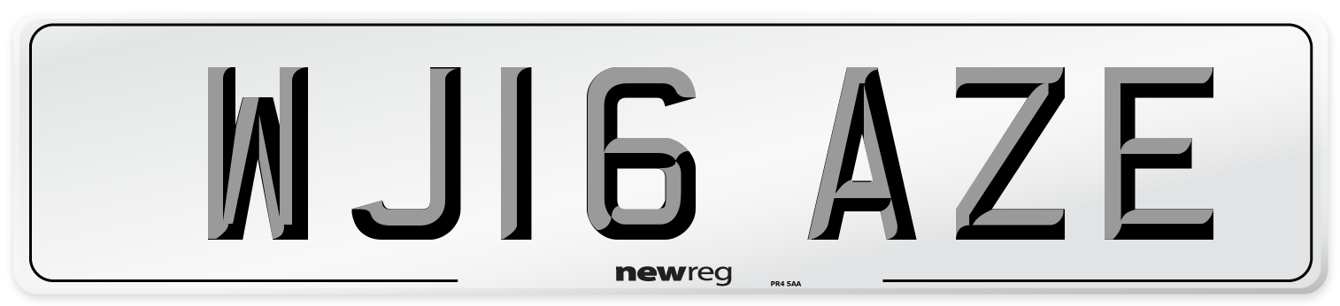 WJ16 AZE Number Plate from New Reg